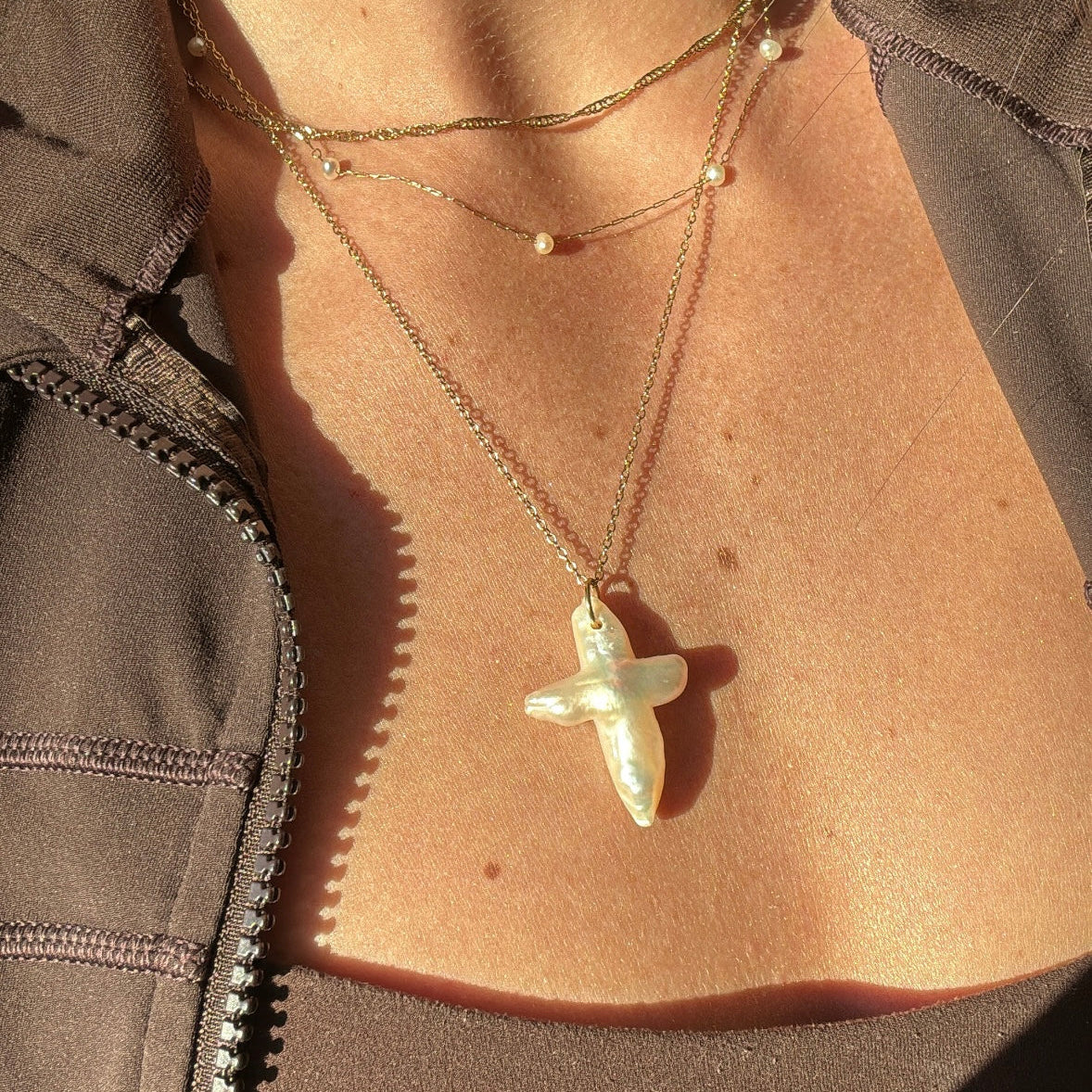 Pearl Cross Necklace