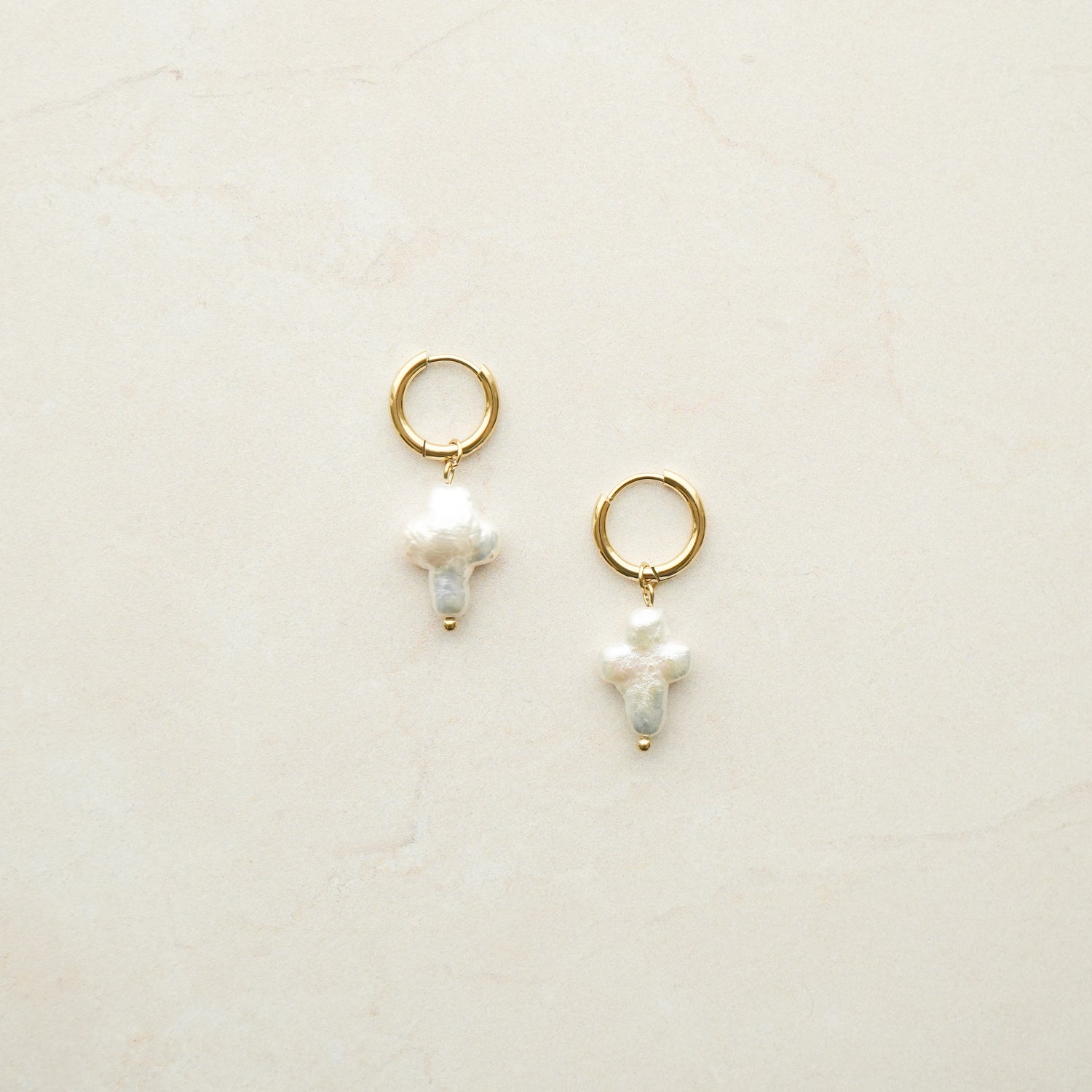 Pearl Cross Earrings