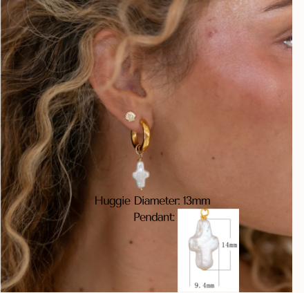 Pearl Cross Earrings